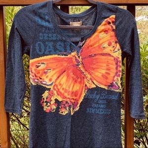Lucky Brand Graphic Print Relaxed V- Neck Tee